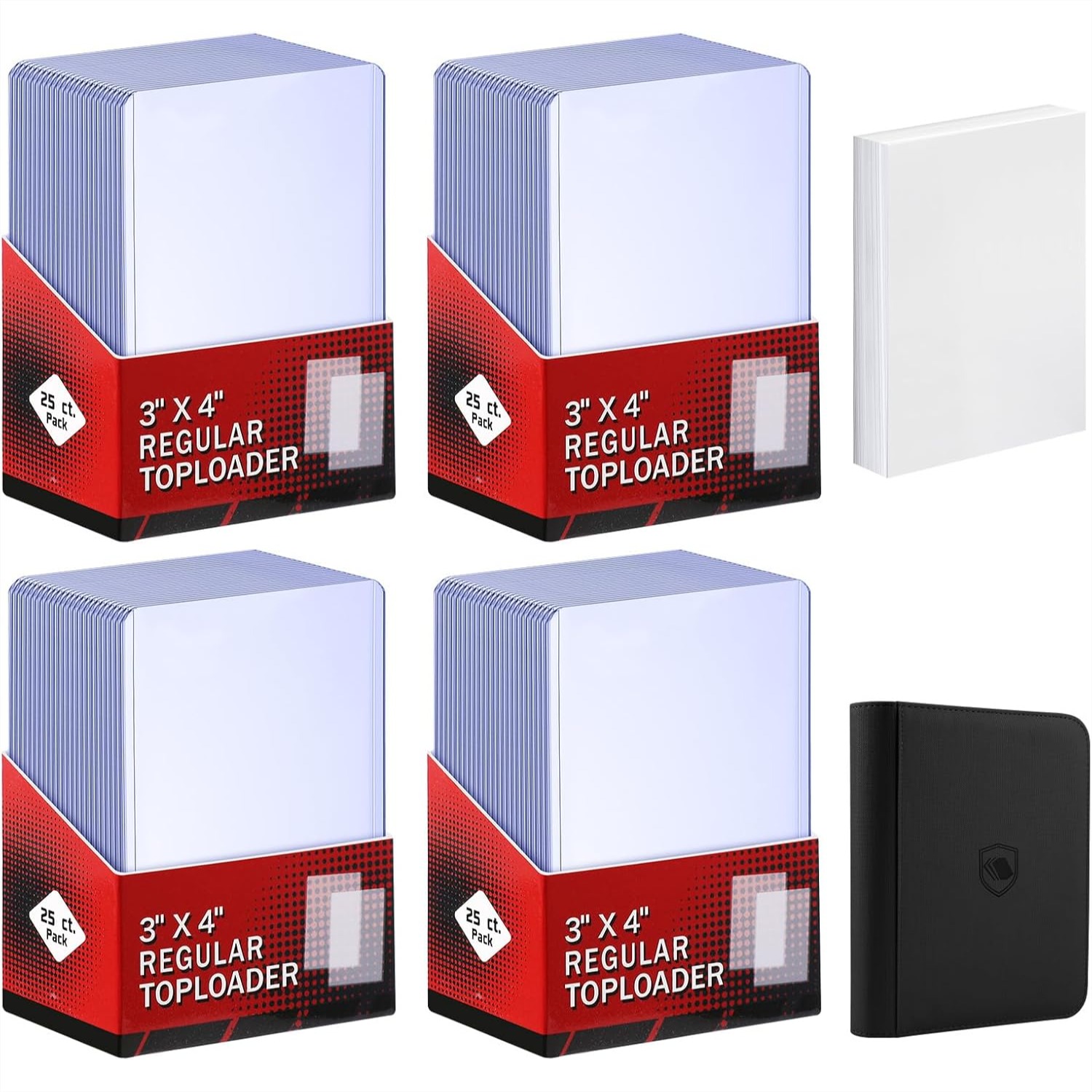 Trading Card Binder - 200 Card Sleeves Top Loaders for