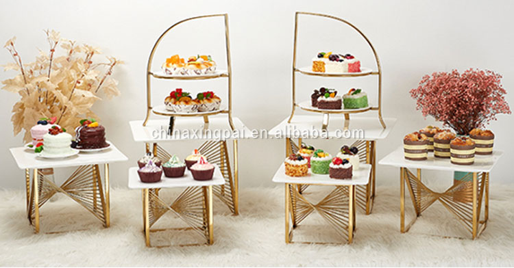 Display Risers Set - Equipment Stainless Steel Dessert Buffet Display