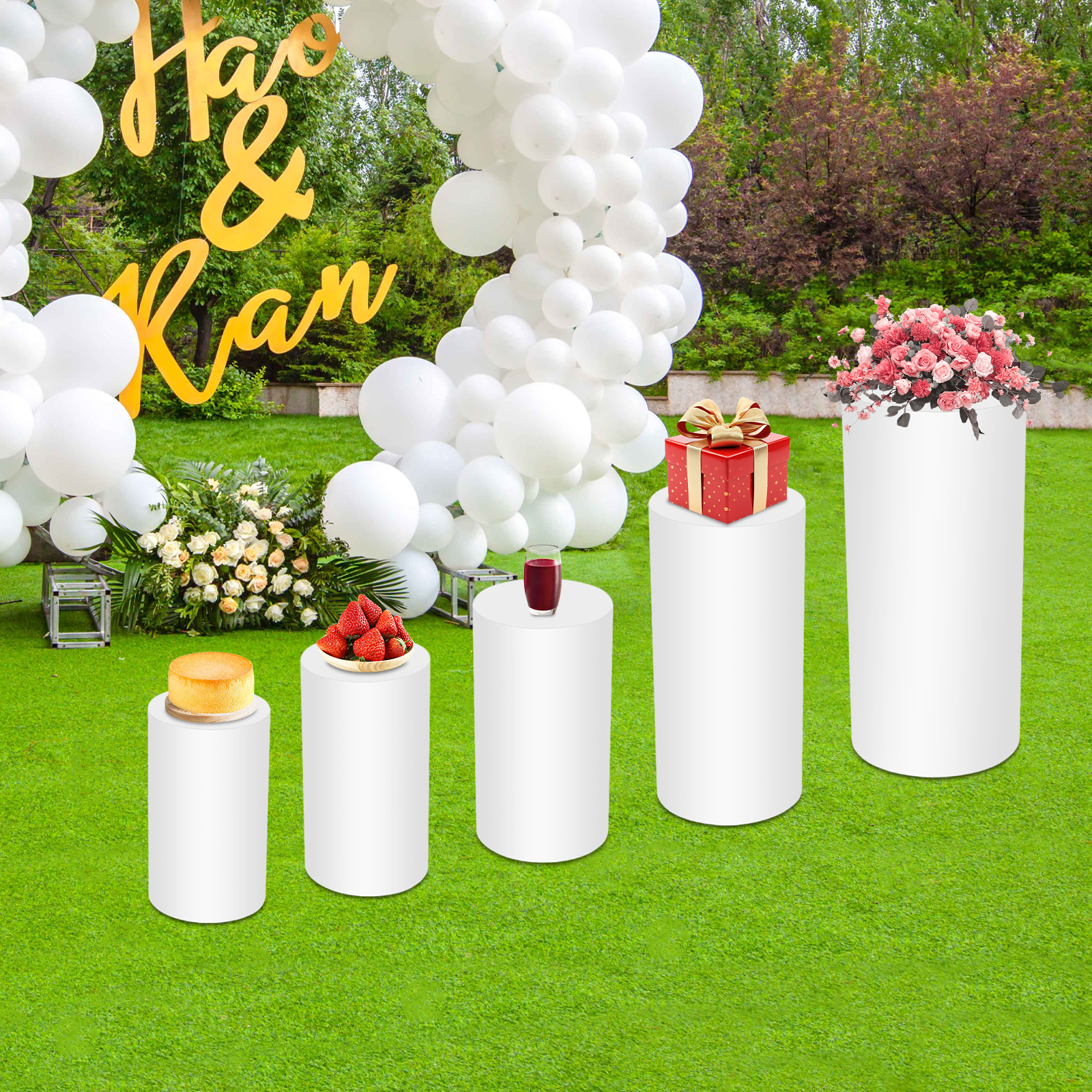 5Pcs White Cylinder Pedestal S - Display Risers Set recensie en prijs