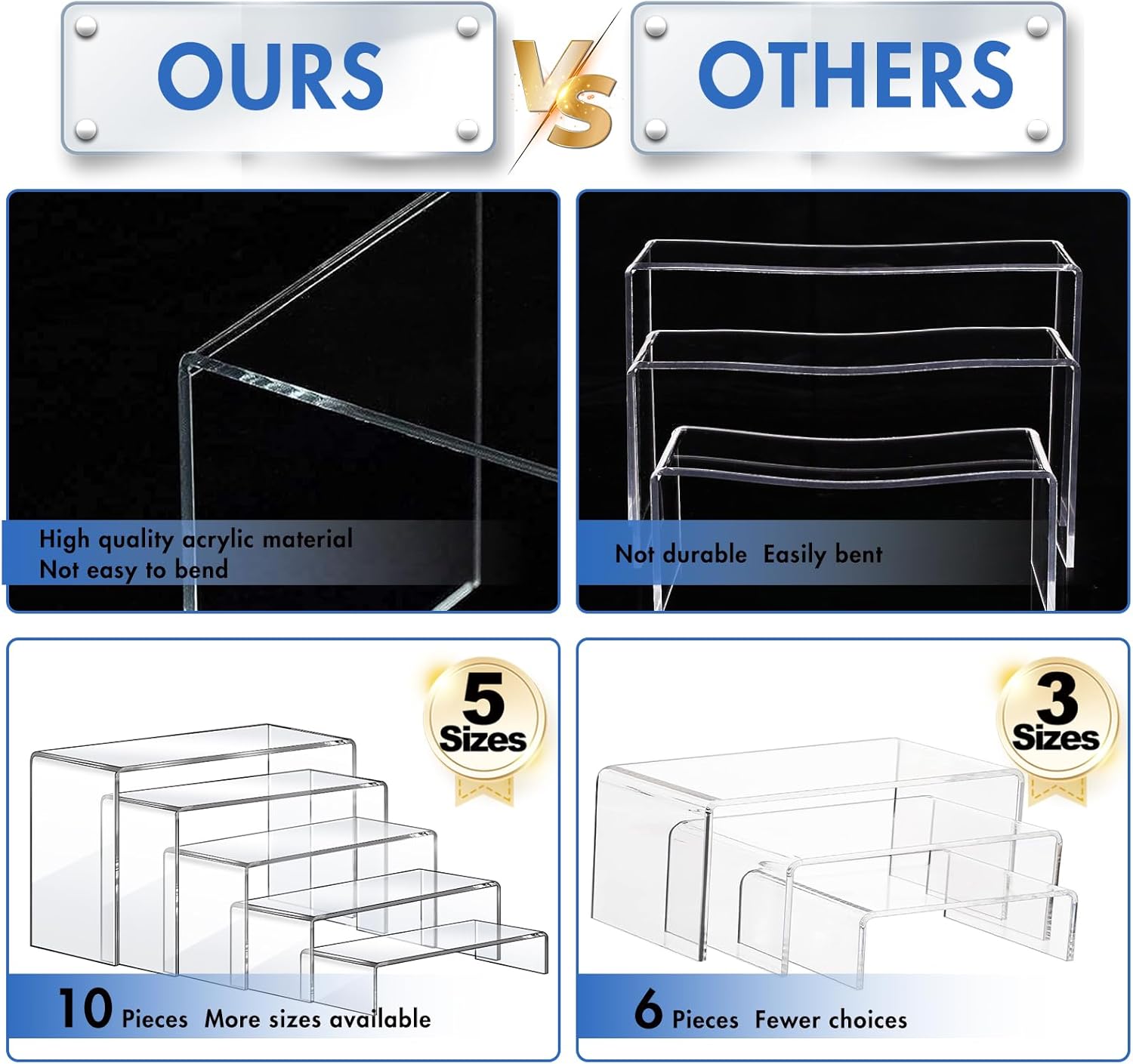 10 Pcs Acrylic Risers Set, 5 S - Display Risers Set recensie en prijs